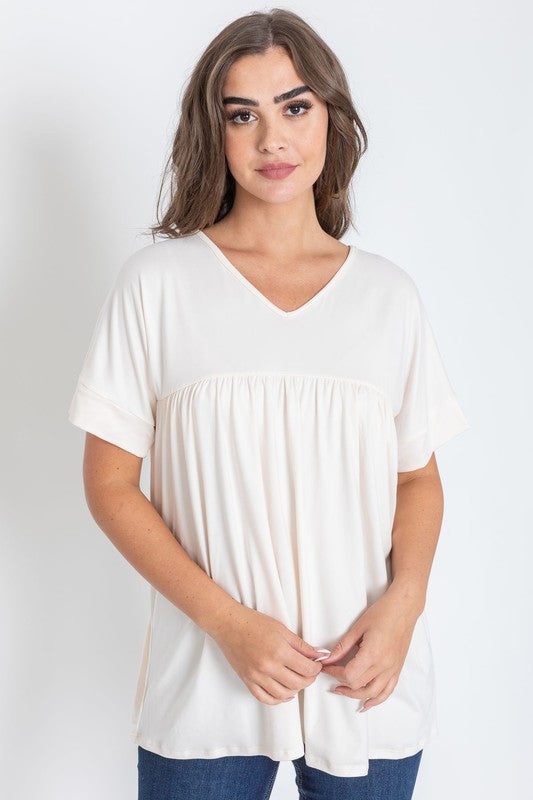 Solid V Neck Yoke Tunic