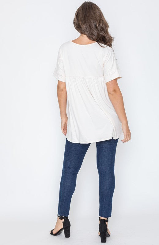 Solid V Neck Yoke Tunic