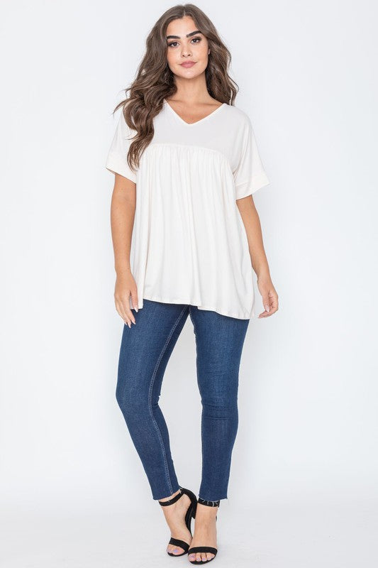 Solid V Neck Yoke Tunic