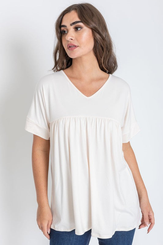 Solid V Neck Yoke Tunic
