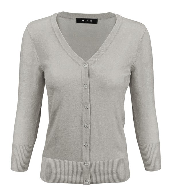 V Neck Button Down Knit Plus Size Cardigans