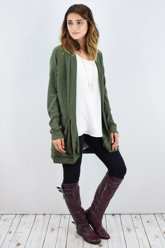 Solid Drape Pocket Cardigan