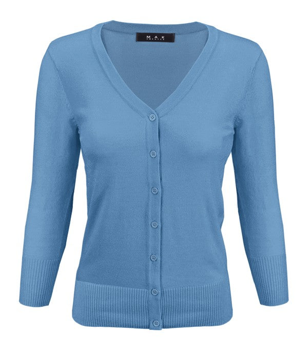 V Neck Button Down Knit Plus Size Cardigans