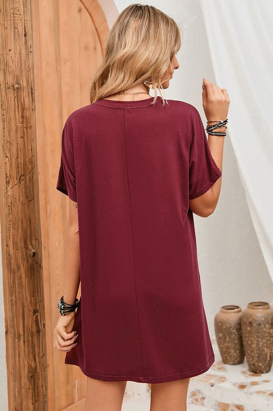 Women Side Pockets Short Sleeve Tunic Top