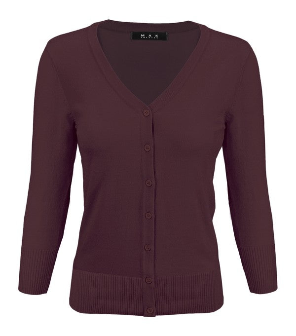 V Neck Button Down Knit Plus Size Cardigans