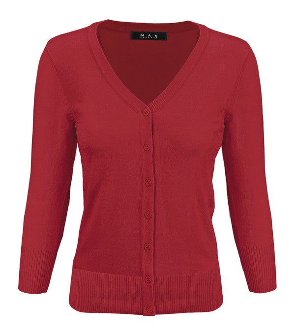 V Neck Button Down Knit Plus Size Cardigans