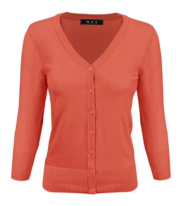 V Neck Button Down Knit Plus Size Cardigans