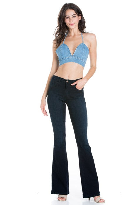 Soft Fabric flare bell bottom jeans denim pants