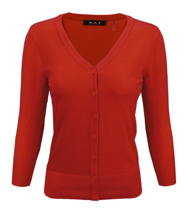 V Neck Button Down Knit Plus Size Cardigans