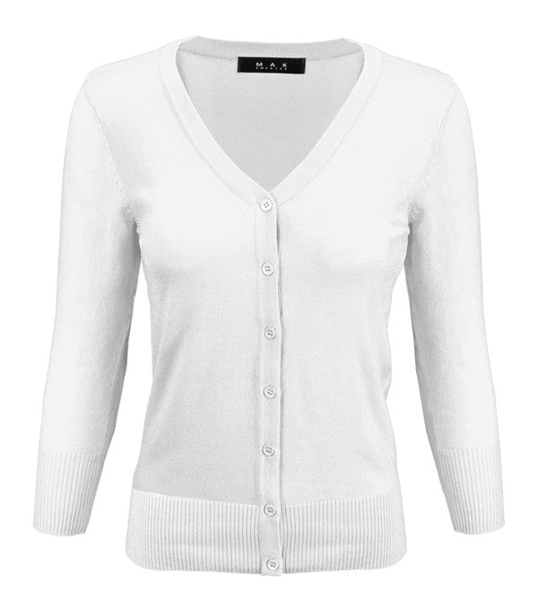 V Neck Button Down Knit Plus Size Cardigans