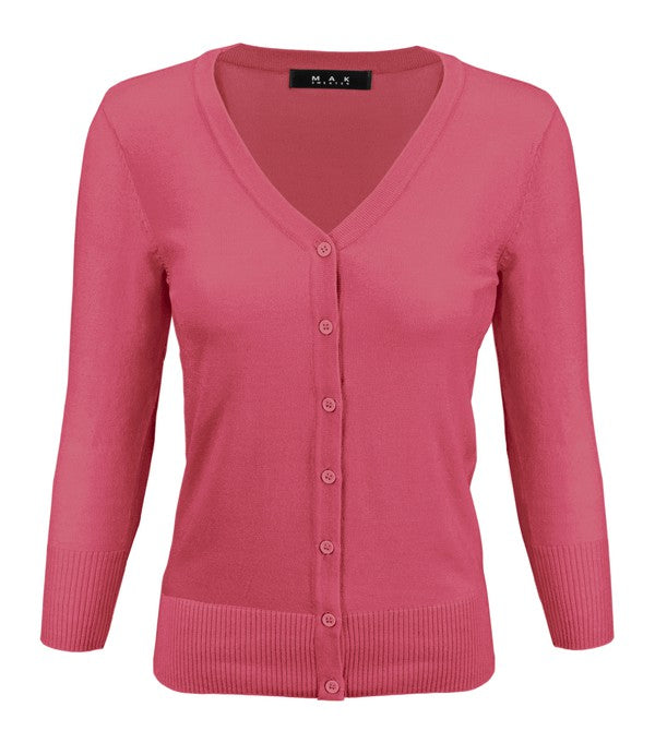 V Neck Button Down Knit Plus Size Cardigans