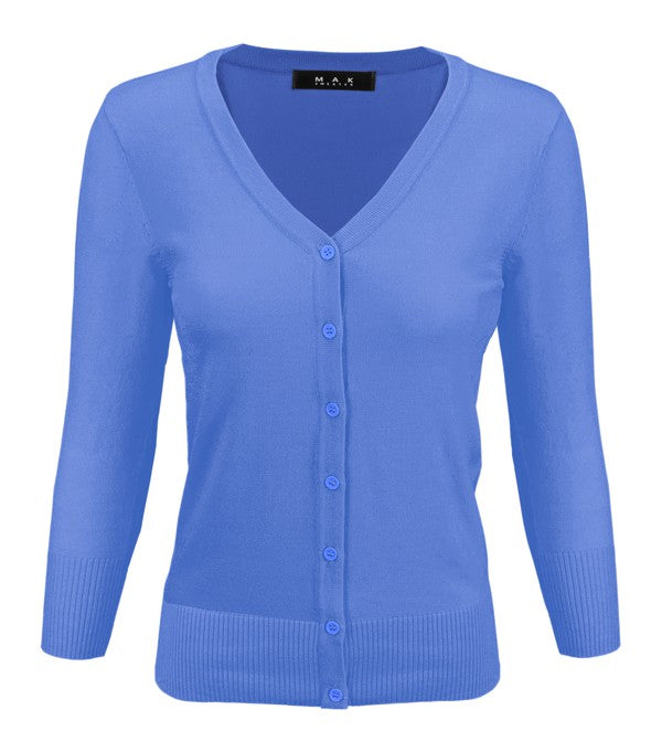 V Neck Button Down Knit Plus Size Cardigans