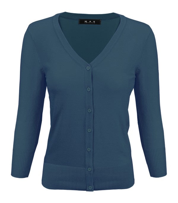 V Neck Button Down Knit Plus Size Cardigans