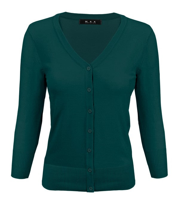 V Neck Button Down Knit Plus Size Cardigans