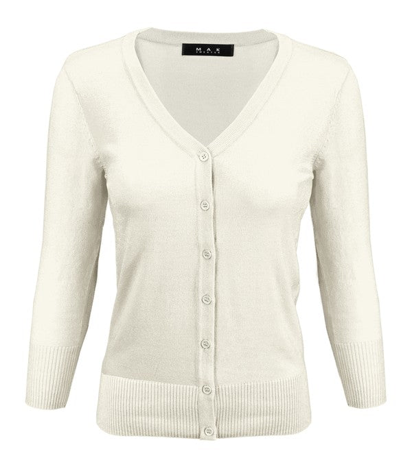 V Neck Button Down Knit Plus Size Cardigans