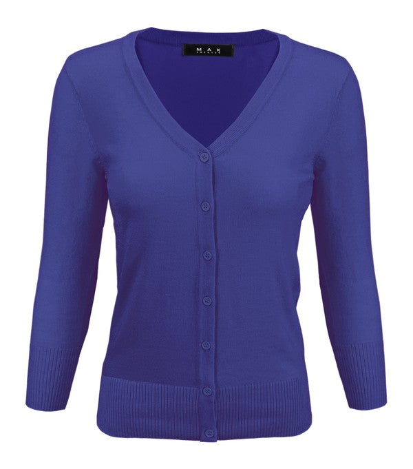 V Neck Button Down Knit Plus Size Cardigans