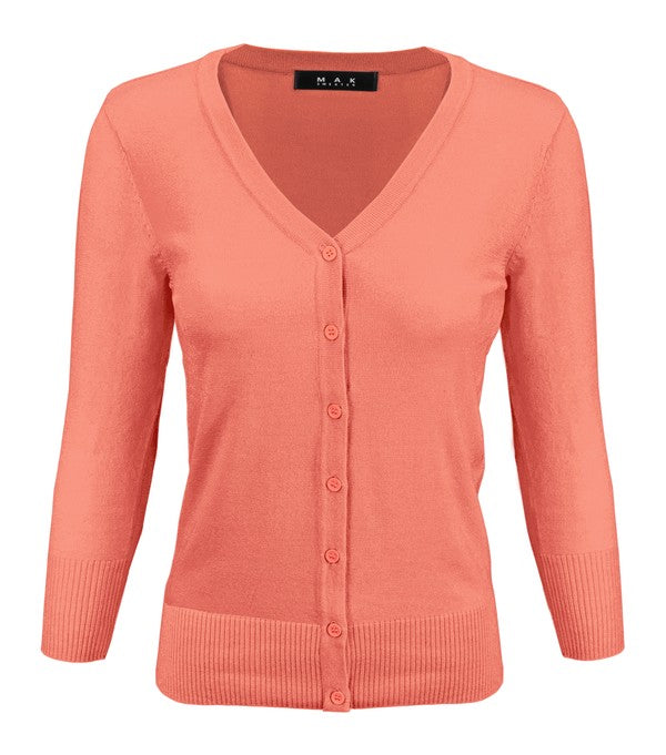 V Neck Button Down Knit Plus Size Cardigans